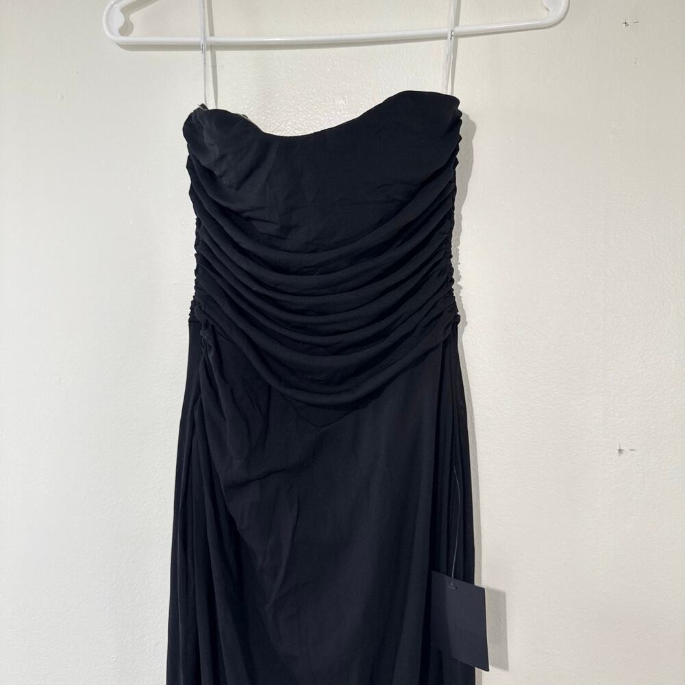 NWT Lulus Epitome of Allure Black Mesh Strapless Ruched Maxi Dress Size Small - Picture 3 of 11